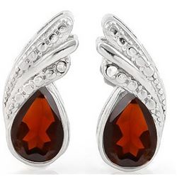 Pear Cut Garnet and Diamond Earrings in Sterling Silver