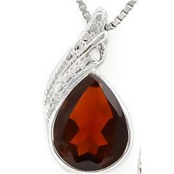 Pear Cut Garnet and Diamond Necklace in Sterling Silver