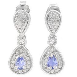 Pear Cut Tanzanite Dangle Earrings in Sterling Silver