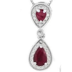 Pear Cut Ruby Dangle Drop Necklace in Sterling Silver
