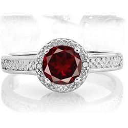 Garnet Halo Style Ring in Sterling Silver
