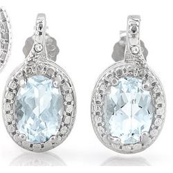 Aquamarine and Diamond Earrings in Sterling Silver