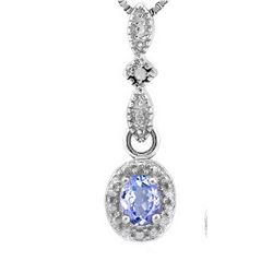 Tanzanite and Diamond Dangle Necklace in Sterling Silver