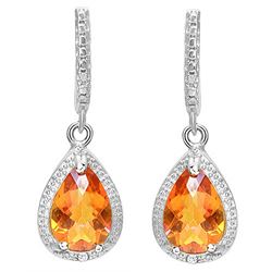 Large Checkerboard Cut Azotic Topaz and Diamond Halo Style Dangle Earrings in Sterling Silver