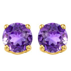 6MM Amethyst Stud Earrings in 10k Yellow Gold