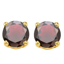 6MM Garnet Stud Earrings in 10k Yellow Gold