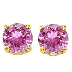 6MM Lab Pink Sapphire Stud Earrings in 10k Yellow Gold