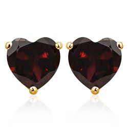 6MM Garnet Heart Stud Earrings in 10k Yellow Gold