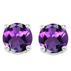 6MM Amethyst Stud Earrings in Sterling Silver