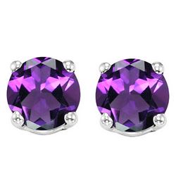 6MM Amethyst Stud Earrings in Sterling Silver