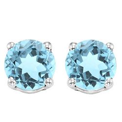 6MM Sky Blue Topaz Stud Earrings in Sterling Silver