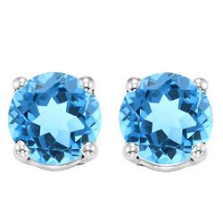 6MM Swiss Blue Topaz Stud Earrings in Sterling Silver