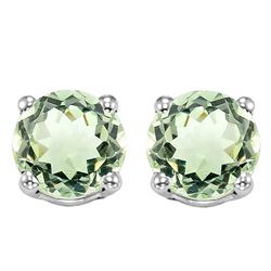 6MM Green Amethyst Stud Earrings in Sterling Silver