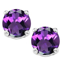 8MM Large Amethyst Stud Earrings in Sterling Silver