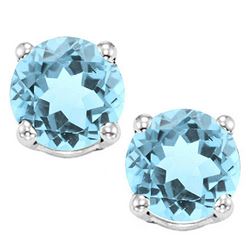 8MM Large Sky Blue Topaz Stud Earrings in Sterling Silver