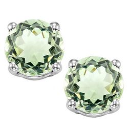 8MM Large Green Amethyst Stud Earrings in Sterling Silver