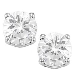 8MM Large White Topaz Stud Earrings in Sterling Silver