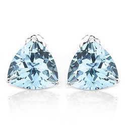 6MM Trillion Cut Natural Sky Blue Topaz Stud Earrings in Sterling Silver