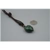 Image 4 : A Canada Jade "I Love You" Heart Shape Pendant with String Necklace.