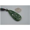 Image 4 : A Canada Jade Waterdrop Shape "Avalokitesvara" Pattern Pendnat with String Necklace.