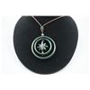 Image 1 : A Canada Jade Double Circle "Floral" Shape Pendant with String Necklace.