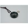 Image 4 : A Canada Jade Double Circle "Floral" Shape Pendant with String Necklace.