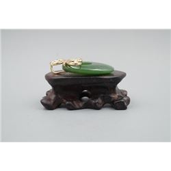 A Canada Jade Oval Pendant Inlaid with a 925 Silver and Small Diamond "Butterfly".