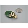 Image 4 : A Canada Jade Oval Pendant Inlaid with a 925 Silver and Small Diamond "Butterfly".