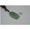Image 4 : A Canada Jade "Cloud" Pattern Pendant with String Necklace.