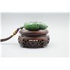 Image 1 : A Canada Jade "Lotus Leaf and Golden Toad" Pattern "Shell" Shape Hand Piece.