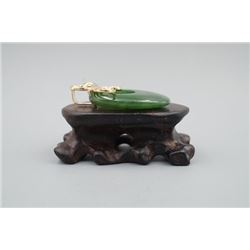 A Canada Jade Oval Pendant Inlaid with a 925 Silver and Small Diamond "Butterfly".