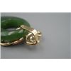 Image 3 : A Canada Jade Oval Pendant Inlaid with a 925 Silver and Small Diamond "Butterfly".