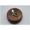 Image 2 : A Canada Jade Oval Ring with 925 Silver "House and Bird" Pendant.