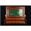 Image 5 : A Canada Jade and Wood Carved Table Screen - "He Tang Qing Qu".