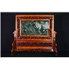 Image 1 : A Canada Jade and Wood Carved Table Screen - "Dai Dai You Yu".