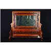 Image 5 : A Canada Jade and Wood Carved Table Screen - "Dai Dai You Yu".