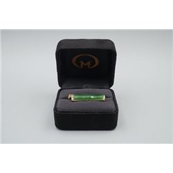 A Canada Jade "Bamboo" Pattern Pendant Inlaid with 18K Gold and Small Diamond.