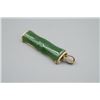 Image 4 : A Canada Jade "Bamboo" Pattern Pendant Inlaid with 18K Gold and Small Diamond.