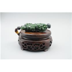 A Canada Jade "Chinese Cabbage and Golden Toad" Pattern Hand Piece.
