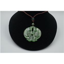 A Canada Jade "Double Fish" Pattern Pendant with String Necklace.
