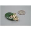 Image 4 : A Canada Jade Oval Pendant Inlaid with a 925 Silver and Small Diamond "Butterfly".