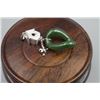Image 2 : A Canada Jade Oval Ring with 925 Silver "House and Bird" Pendant.