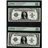 Image 1 : Lot of (2) Consecutive 1923 $1 Silver Certificate Notes Fr.237 PMG About Uncircu