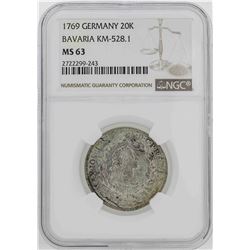 1769 Germany Bavaria 20 Kreuzer Coin NGC MS63