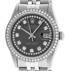 Rolex Men's Stainless Steel Rhodium String Diamond 36MM Datejust Wristwatch