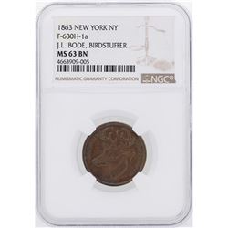 1863 J.L. Bode, Birdstuffer Civil War Token NGC MS63BN