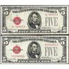 Image 1 : Lot of (2) 1928F $5 Legal Tender Notes