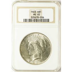 1923 $1 Peace Silver Dollar Coin NGC MS65