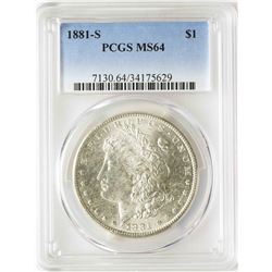 1881-S $1 Morgan Silver Dollar Coin PCGS MS64