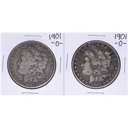 Lot of (2) 1901-O $1 Morgan Silver Dollar Coins